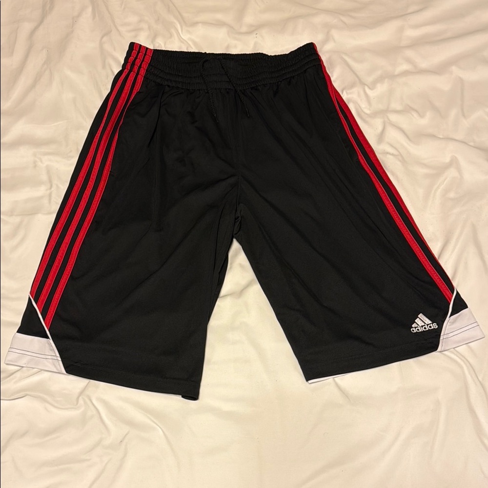 Adidas Black Shorts with Red Stripes